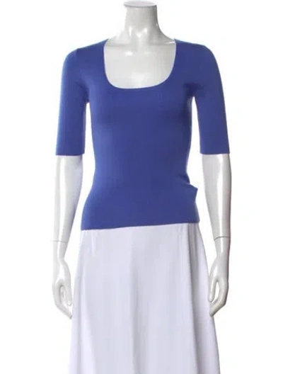 Pre-owned Michael Kors Cashmere Square Neckline Sweater In Blue