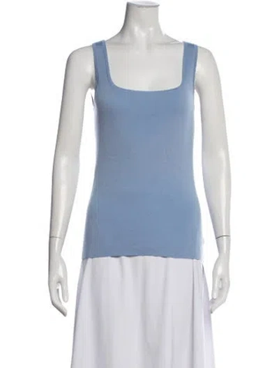 Pre-owned Michael Kors Cashmere Square Neckline Top In Blue