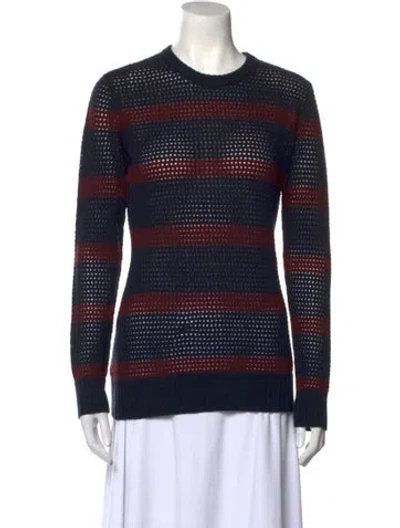 Pre-owned Michael Kors Cashmere Striped Sweater In Blue