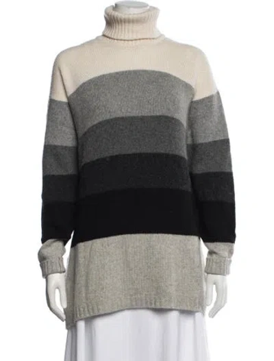 Pre-owned Michael Kors Cashmere Striped Sweater In Grey