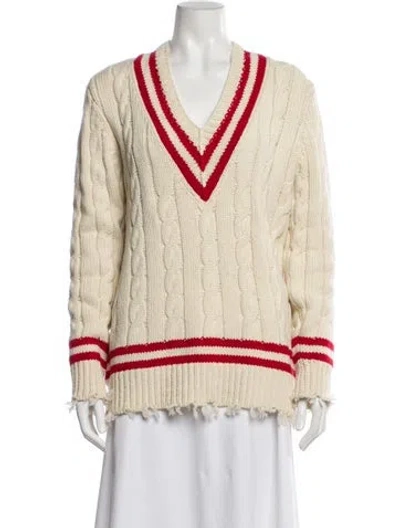 Pre-owned Michael Kors Cashmere Striped Sweater In Neutral