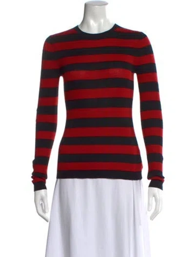 Pre-owned Michael Kors Cashmere Striped Top W/ Tags In Red
