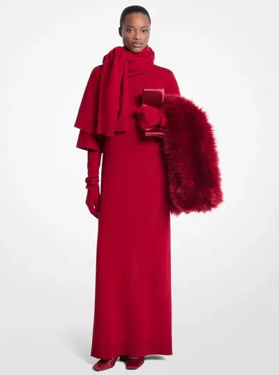 Michael Kors Cashmere Tee Gown In Red