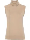 Michael Kors Sleeveless Cashmere Turtleneck In Brown