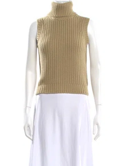 Pre-owned Michael Kors Cashmere Turtleneck Sweater In Gold