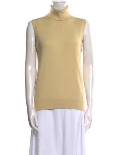 Pre-owned Michael Kors Cashmere Turtleneck Sweater In Yellow