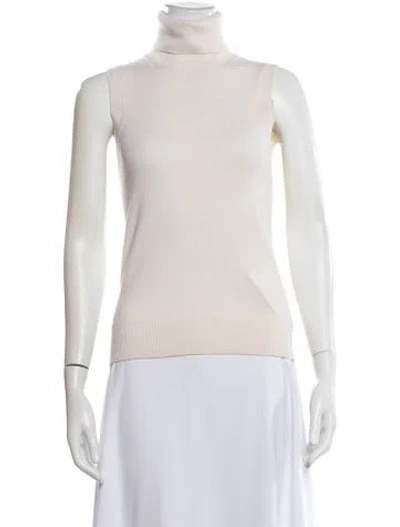 Pre-owned Michael Kors Cashmere Turtleneck Top In Yellow