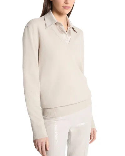Michael Kors Cashmere V Neck Sweater In Neutral