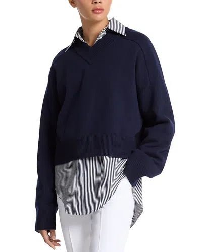 Michael Kors Cashmere Varsity Sweater In Maritime