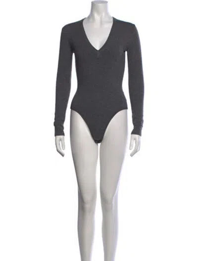 Pre-owned Michael Kors Cashmere V-neck Bodysuit In Grey