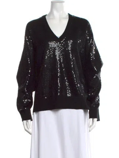 Pre-owned Michael Kors Cashmere V-neck Sweater In Black