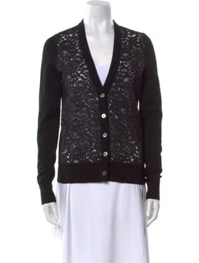 Pre-owned Michael Kors Cashmere V-neck Sweater In Black