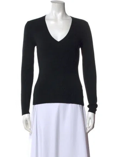 Pre-owned Michael Kors Cashmere V-neck Sweater In Black