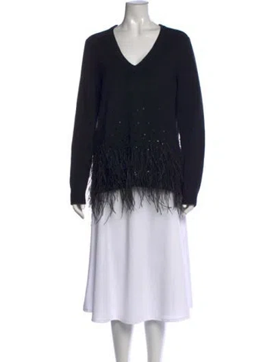Pre-owned Michael Kors Cashmere V-neck Sweater In Black