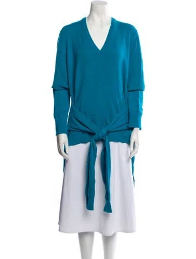 Pre-owned Michael Kors Cashmere V-neck Sweater In Blue