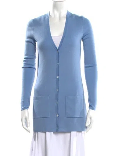 Pre-owned Michael Kors Cashmere V-neck Sweater In Blue