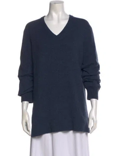 Pre-owned Michael Kors Cashmere V-neck Sweater In Blue