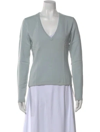 Pre-owned Michael Kors Cashmere V-neck Sweater In Blue