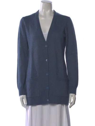 Pre-owned Michael Kors Cashmere V-neck Sweater In Blue
