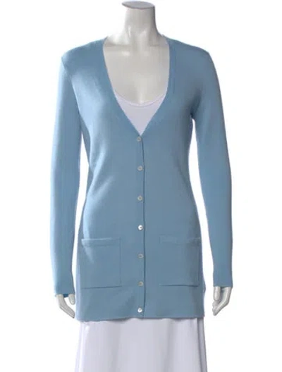 Pre-owned Michael Kors Cashmere V-neck Sweater In Blue