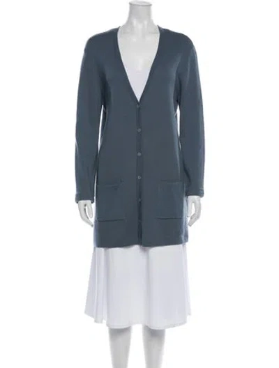 Pre-owned Michael Kors Cashmere V-neck Sweater In Blue