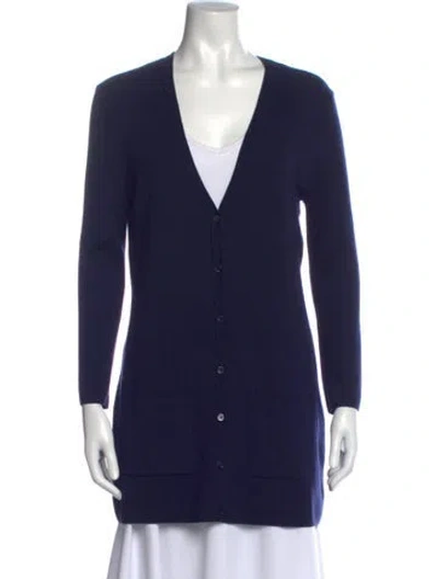 Pre-owned Michael Kors Cashmere V-neck Sweater In Blue