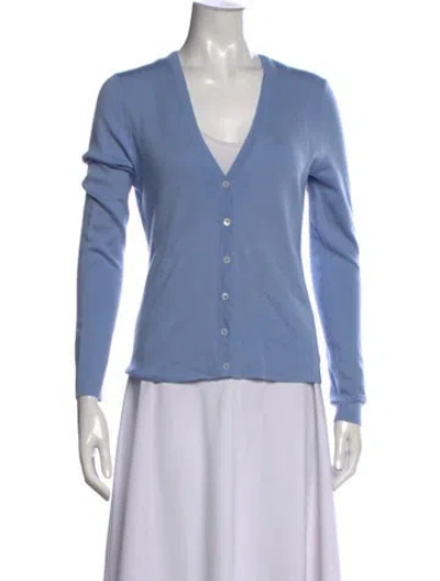 Pre-owned Michael Kors Cashmere V-neck Sweater In Blue