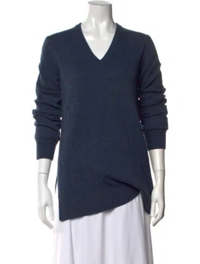 Pre-owned Michael Kors Cashmere V-neck Sweater In Blue
