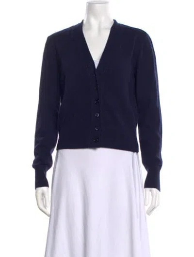Pre-owned Michael Kors Cashmere V-neck Sweater In Blue