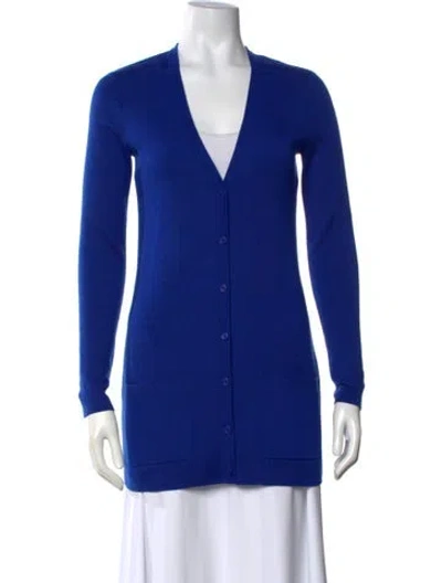 Pre-owned Michael Kors Cashmere V-neck Sweater In Blue
