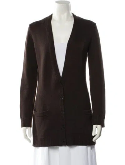 Pre-owned Michael Kors Cashmere V-neck Sweater In Brown