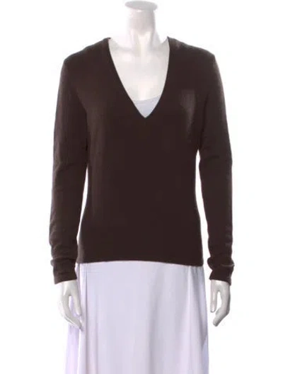 Pre-owned Michael Kors Cashmere V-neck Sweater In Brown