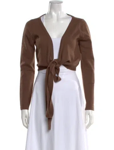 Pre-owned Michael Kors Cashmere V-neck Sweater In Brown