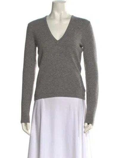 Pre-owned Michael Kors Cashmere V-neck Sweater In Gray