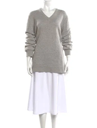 Pre-owned Michael Kors Cashmere V-neck Sweater In Gray