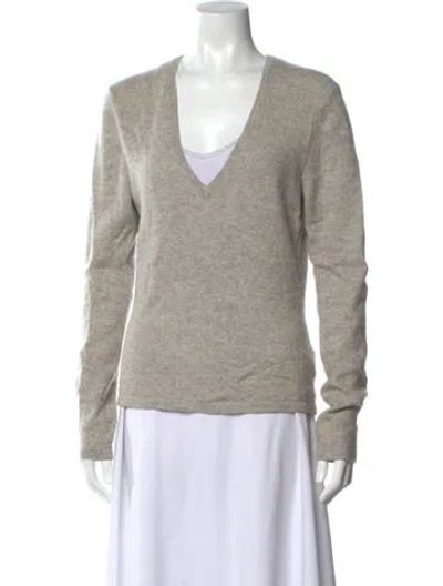 Pre-owned Michael Kors Cashmere V-neck Sweater In Gray