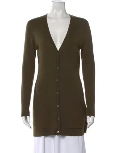 Pre-owned Michael Kors Cashmere V-neck Sweater In Green