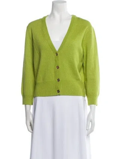 Pre-owned Michael Kors Cashmere V-neck Sweater In Green