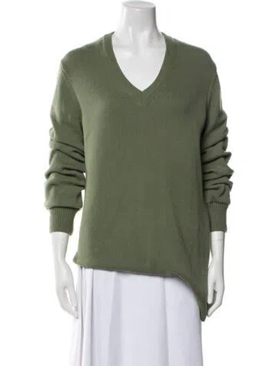 Pre-owned Michael Kors Cashmere V-neck Sweater In Green
