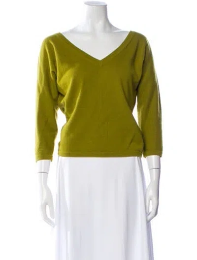Pre-owned Michael Kors Cashmere V-neck Sweater In Green
