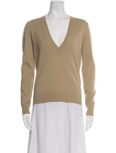 Pre-owned Michael Kors Cashmere V-neck Sweater In Green