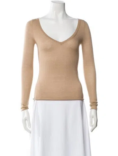 Pre-owned Michael Kors Cashmere V-neck Sweater In Neutral