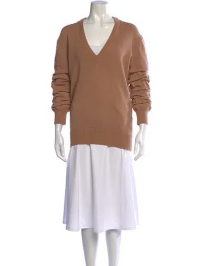 Pre-owned Michael Kors Cashmere V-neck Sweater In Neutrals