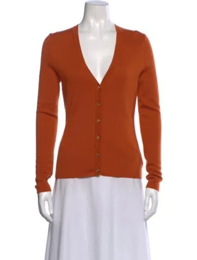Pre-owned Michael Kors Cashmere V-neck Sweater In Orange