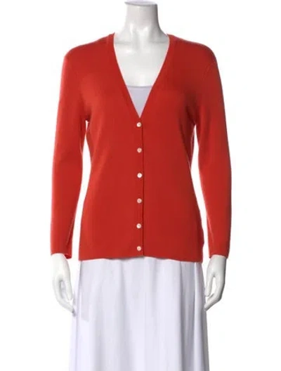 Pre-owned Michael Kors Cashmere V-neck Sweater In Orange
