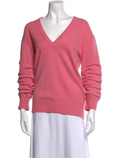 Pre-owned Michael Kors Cashmere V-neck Sweater In Pink