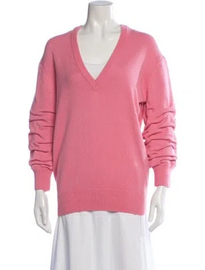 Pre-owned Michael Kors Cashmere V-neck Sweater In Pink