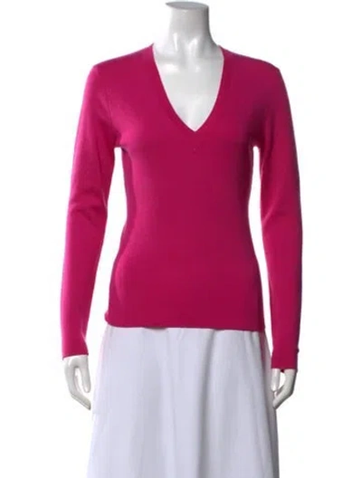 Pre-owned Michael Kors Cashmere V-neck Sweater In Pink