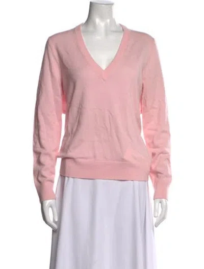Pre-owned Michael Kors Cashmere V-neck Sweater In Pink