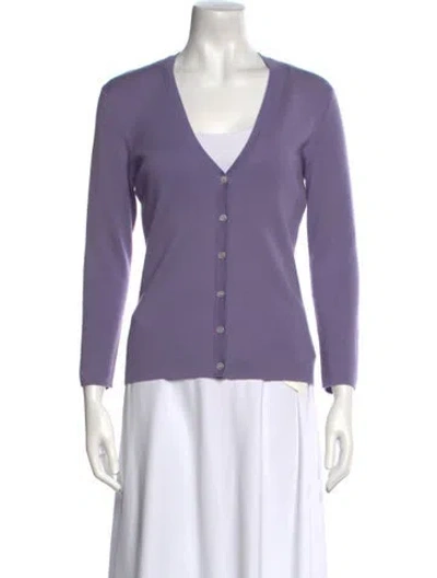 Pre-owned Michael Kors Cashmere V-neck Sweater In Purple